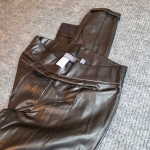 The Limited Women's Black Faux Leather Moto Leggings Pintuck Knee Seamed Size M